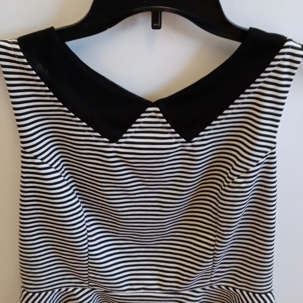 Attractive Papaya dressy black & white striped lined tank Size L - Picture 3 of 6